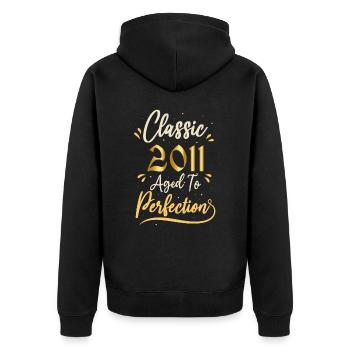Birthday 2011 gift 2011 Classic 2011 - Unisex Premium Organic Zip Hoodie - black - Back - Nico (187cm)