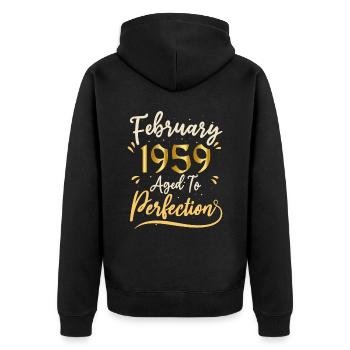 Février 1959 Février âgée à la perfection 1959 - Veste à capuche bio Premium Unisexe - noir - Dos - Nico (187cm)
