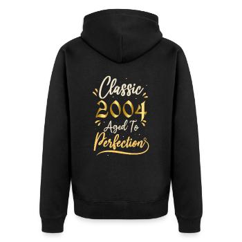Geburtstag 2004 Geschenk 2004 Classic 2004 - Unisex Premium Bio Zip Hoodie - Schwarz - Hinten - Nico (187cm)
