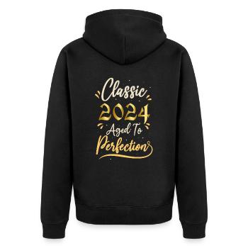 Geburtstag 2024 Geschenk 2024 Classic 2024 - Unisex Premium Bio Zip Hoodie - Schwarz - Hinten - Nico (187cm)