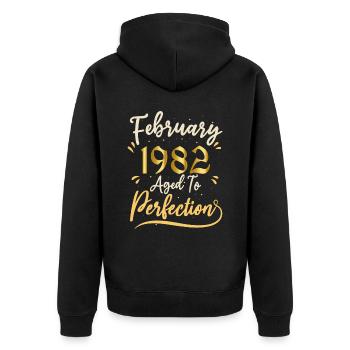 February 1982 February aged to perfection 1982 - Unisex Premium Organic Zip Hoodie - black - Back - Nico (187cm)