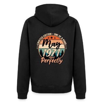 Mai 1971 anniversaire 1971 légendes Mai - Veste à capuche bio Premium Unisexe - noir - Dos - Nico (187cm)