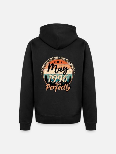 Toukokuu 1996 vuosipäivä 1996 legendat toukokuu - Premium unisex luomu-huppari vetoketjulla - musta
