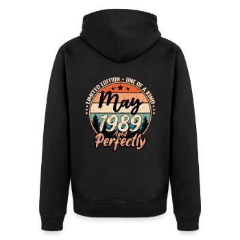 May 1989 anniversary 1989 legends May - Unisex Premium Organic Zip Hoodie - black - Back - Nico (187cm)