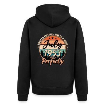 July 1953 anniversary 1953 legends July - Unisex Premium Organic Zip Hoodie - black - Back - Nico (187cm)
