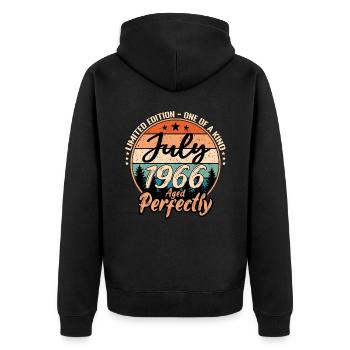 July 1966 anniversary 1966 legends July - Unisex Premium Organic Zip Hoodie - black - Back - Nico (187cm)