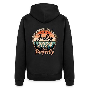 Juillet 2024 anniversaire 2024 légendes Juillet - Veste à capuche bio Premium Unisexe - noir - Dos - Nico (187cm)