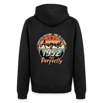 Août 1952 anniversaire 1952 légendes Août - Veste à capuche bio Premium Unisexe - noir - Dos - Nico (187cm)