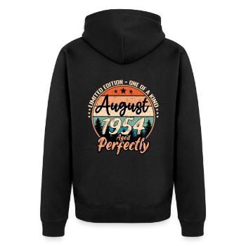August 1954 Jubiläum 1954 Legenden August - Unisex Premium Bio Zip Hoodie - Schwarz - Hinten - Nico (187cm)