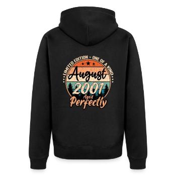 Août 2001 anniversaire 2001 légendes Août - Veste à capuche bio Premium Unisexe - noir - Dos - Nico (187cm)