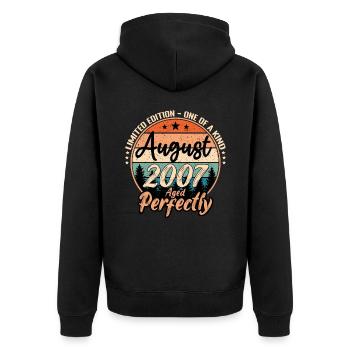 Août 2007 anniversaire 2007 légendes Août - Veste à capuche bio Premium Unisexe - noir - Dos - Nico (187cm)