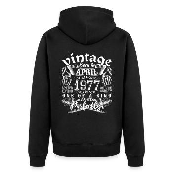 1977 April 1977 anniversary April 1977 April - Unisex Premium Organic Zip Hoodie - black - Back - Nico (187cm)