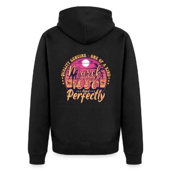 March 1956 anniversary 1956 Retro 1956 March - Unisex Premium Organic Zip Hoodie - black - Back - Nico (187cm)