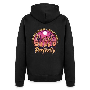 März 1970 Jubiläum 1970 Retro 1970 März - Unisex Premium Bio Zip Hoodie - Schwarz - Hinten - Nico (187cm)