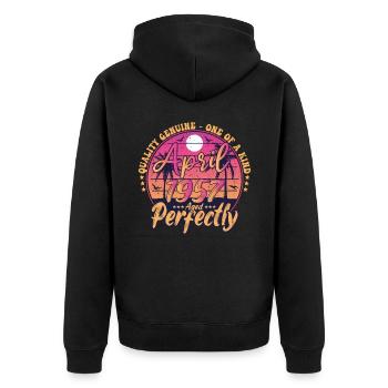 April 1957 anniversary 1957 Retro 1957 April - Unisex Premium Organic Zip Hoodie - black - Back - Nico (187cm)