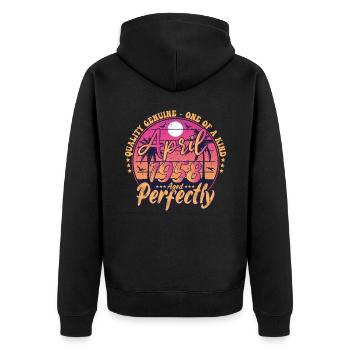 April 1958 anniversary 1958 Retro 1958 April - Unisex Premium Organic Zip Hoodie - black - Back - Nico (187cm)