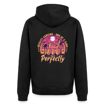 April 1960 Jubiläum 1960 Retro 1960 April - Unisex Premium Bio Zip Hoodie - Schwarz - Hinten - Nico (187cm)