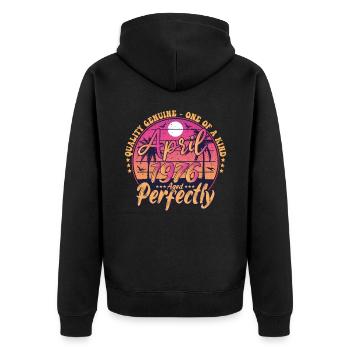 April 1976 anniversary 1976 Retro 1976 April - Unisex Premium Organic Zip Hoodie - black - Back - Nico (187cm)
