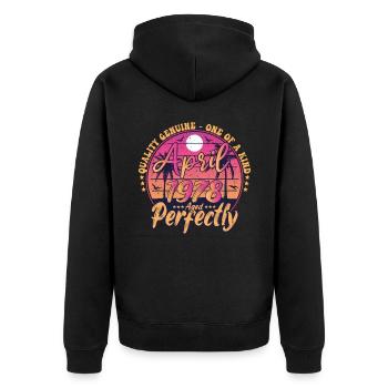 April 1978 anniversary 1978 Retro 1978 April - Unisex Premium Organic Zip Hoodie - black - Back - Nico (187cm)