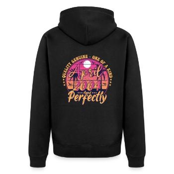 March 2004 anniversary 2004 Retro 2004 March - Unisex Premium Organic Zip Hoodie - black - Back - Nico (187cm)