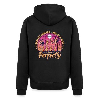März 2003 Jubiläum 2003 Retro 2003 März - Unisex Premium Bio Zip Hoodie - Schwarz - Hinten - Nico (187cm)