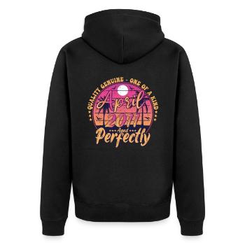 März 2011 Jubiläum 2011 Retro 2011 März - Unisex Premium Bio Zip Hoodie - Schwarz - Hinten - Nico (187cm)