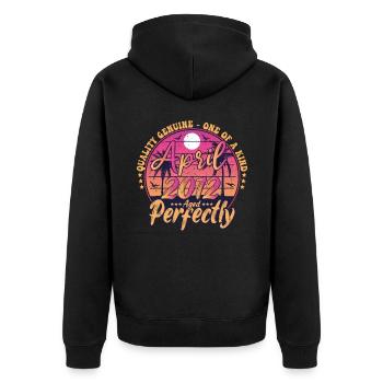 März 2012 Jubiläum 2012 Retro 2012 März - Unisex Premium Bio Zip Hoodie - Schwarz - Hinten - Nico (187cm)