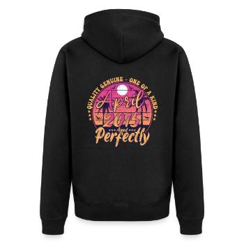 März 2015 Jubiläum 2015 Retro 2015 März - Unisex Premium Bio Zip Hoodie - Schwarz - Hinten - Nico (187cm)
