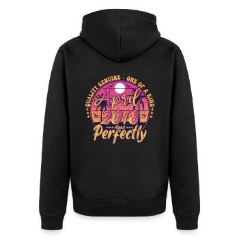 March 2018 anniversary 2018 Retro 2018 March - Unisex Premium Organic Zip Hoodie - black - Back - Nico (187cm)
