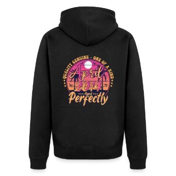 März 2014 Jubiläum 2014 Retro 2014 März - Unisex Premium Bio Zip Hoodie - Schwarz - Hinten - Nico (187cm)