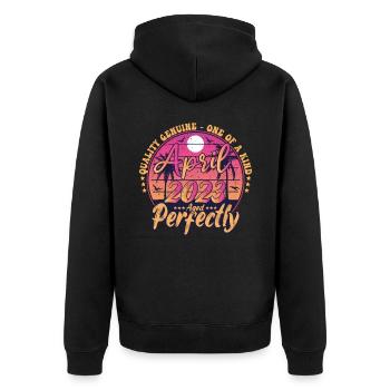 März 2023 Jubiläum 2023 Retro 2023 März - Unisex Premium Bio Zip Hoodie - Schwarz - Hinten - Nico (187cm)
