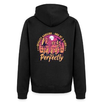 May 1965 anniversary 1965 Retro 1965 May - Unisex Premium Organic Zip Hoodie - black - Back - Nico (187cm)
