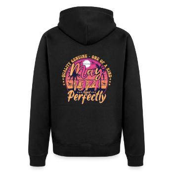 May 1974 anniversary 1974 Retro 1974 May - Unisex Premium Organic Zip Hoodie - black - Back - Nico (187cm)