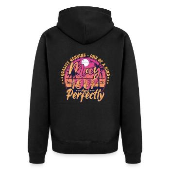 Mai 1987 Jubiläum 1987 Retro 1987 Mai - Unisex Premium Bio Zip Hoodie - Schwarz - Hinten - Nico (187cm)