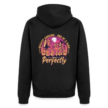 Mai 2011 Jubiläum 2011 Retro 2011 Mai - Unisex Premium Bio Zip Hoodie - Schwarz - Hinten - Nico (187cm)