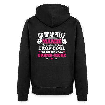 Je suis mamie trop cool, Cadeau pour cool mamie - Veste à capuche bio Premium Unisexe - noir - Dos - Nico (187cm)