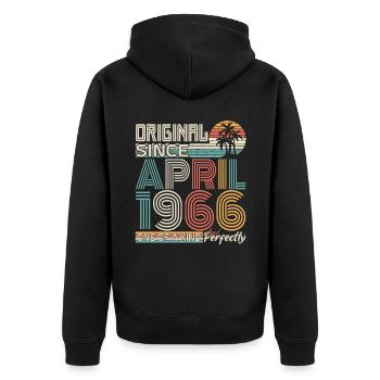 April 1966 anniversary April 1966 gift 1966 - Unisex Premium Organic Zip Hoodie - black - Back - Nico (187cm)