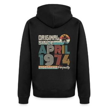 April 1974 anniversary April 1974 gift 1974 - Unisex Premium Organic Zip Hoodie - black - Back - Nico (187cm)
