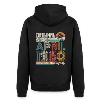 April 1960 birthday April 1960 gift 1960 - Unisex Premium Organic Zip Hoodie - black - Back - Nico (187cm)