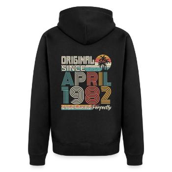 April 1982 anniversary April 1982 gift 1982 - Unisex Premium Organic Zip Hoodie - black - Back - Nico (187cm)
