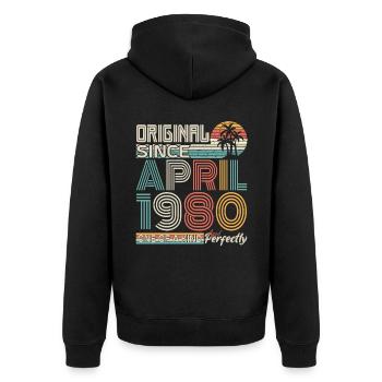 April 1980 anniversary April 1980 gift 1980 - Unisex Premium Organic Zip Hoodie - black - Back - Nico (187cm)