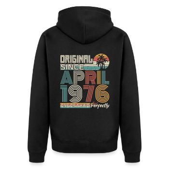 April 1976 anniversary April 1976 gift 1976 - Unisex Premium Organic Zip Hoodie - black - Back - Nico (187cm)