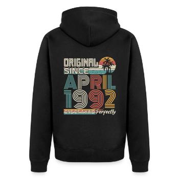 April 1992 anniversary April 1992 gift 1992 - Unisex Premium Organic Zip Hoodie - black - Back - Nico (187cm)