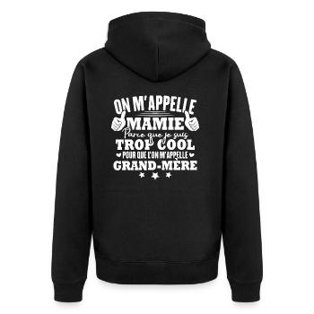 Je suis mamie trop cool, Cadeau pour cool mamie - Veste à capuche bio Premium Unisexe - noir - Dos - Nico (187cm)