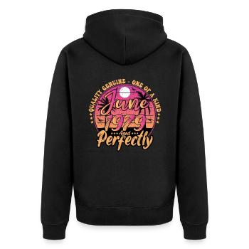 June 1979 anniversary 1979 Retro 1979 June - Unisex Premium Organic Zip Hoodie - black - Back - Nico (187cm)