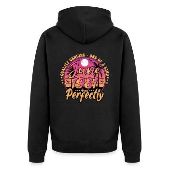 June 1981 anniversary 1981 Retro 1981 June - Unisex Premium Organic Zip Hoodie - black - Back - Nico (187cm)