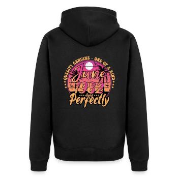 June 1982 anniversary 1982 Retro 1982 June - Unisex Premium Organic Zip Hoodie - black - Back - Nico (187cm)