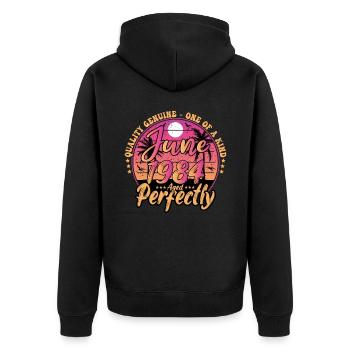 June 1984 anniversary 1984 Retro 1984 June - Unisex Premium Organic Zip Hoodie - black - Back - Nico (187cm)
