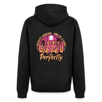 June 1976 anniversary 1976 Retro 1976 June - Unisex Premium Organic Zip Hoodie - black - Back - Nico (187cm)