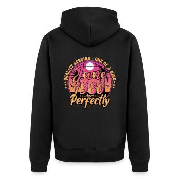 June 1986 anniversary 1986 Retro 1986 June - Unisex Premium Organic Zip Hoodie - black - Back - Nico (187cm)